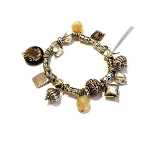 CHICO’S Charm Bracelet | NWT Silver Tone Artisan Beaded Stretch $39 MSRP

A stat